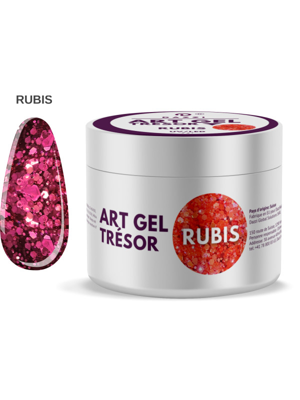 Art Gel pailleté Tresor "Rubis", rouge, 5gr