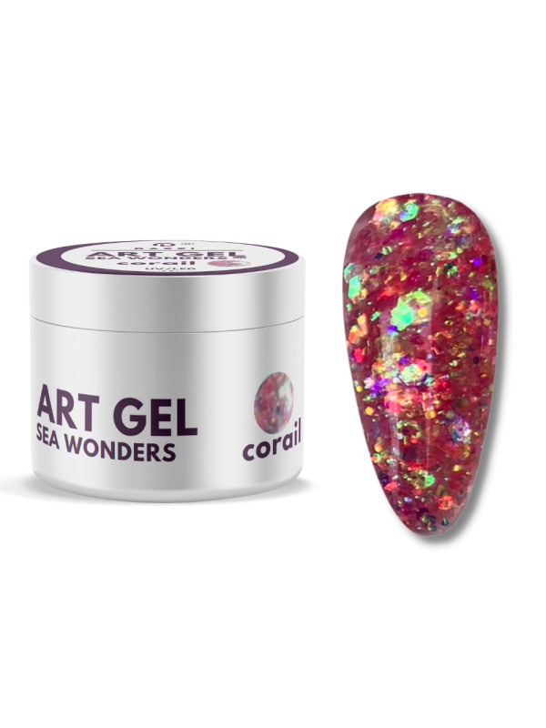 Art Gel pailleté Sea Wonders "Coral", rose / rouge, 5gr