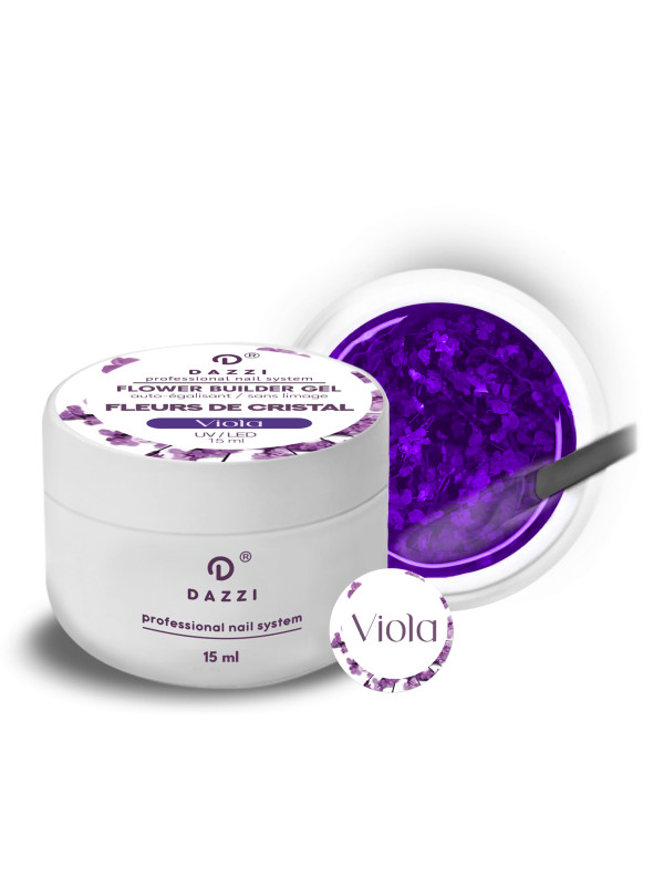 Gel transparent auto-égalisant avec des fleurs séchées "VIOLA", violet  15 ml